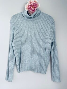 NWT Divided H&M Light Grey Ribbed Turtleneck Sweater XL